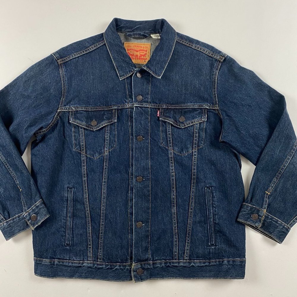 Levi's Denim Jean Jacket Mens XL Trucker Shank Button Blue Cotton 0417